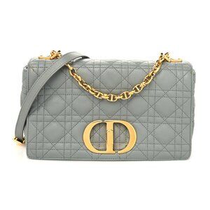 Christian Dior Calfskin Cannage Medium Caro Bag Grey